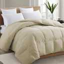 TEXARTIST Queen Beige Comforter, All Season Quilted Down Alternative Duvet Insert with Corner Tabs, Breathable Bed Comforter, Summer Warm, Beige (88"x88")