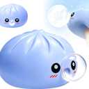 Upgrade Dumpling Squishy Mystery Box,New Dumpling Squishy Blow Bubbles,Dumplings Stress Balls Fidget Sensory Balls,Rainbow Dumplings, Cute Anxiety Relief Fidget (Blue)