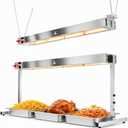 PYY Food Warmer Lamp - 1450W Commercial Food Heat Lamp with Stainless Steel Stand and Hanging Chain, Heat Lamps for Food Buffet, Restaurant, Catering and Hotel Kitchen, Silver