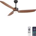 Ohniyou 56 Inch Ceiling Fan with Lights, Modern 3 Blades Ceiling Fan with Remote/APP Control Dimmable 3 CCT, Walnut Indoor Outdoor Ceiling Fan for Covered Patios Farmhouse Living Room