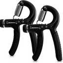 Adjustable Hand Grip Strengthener, 5-60 kg Resistance Range, Multiple Exercise Methods, Black, Set of 2