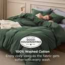 Bedsure 100% Washed Cotton Duvet Cover King Size - Olive Green Minimalist Bedding Set Linen Like - PureWoven Plain Simple & Soft Comforter Cover for All Seasons (Olive Green, King, 104"x90")