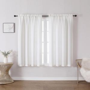 Chyhomenyc Bennet Curtains 45 Inch Length 2 Panels, Faux Linen Textured Semi Sheer Light Filtering Soft Airy Rod Pocket Window Treatment Drapes for Living Room Bedroom, 30Wx45L Inch, 2 PCS, Natural