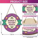 2 x Women's History Month Door Decorations, Purple Inspirational Women Empowerment Hanging Sign Wall Decor, International Women's Day Wreath for Home, School, Classroom, Bulletin Board, Wall, Hallway