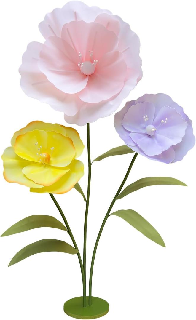 5.6 Ft Giant Artificial Poppy Flower with Stand, Huge Handcrafted Poppy Flowers for Decorations, EVA Large Artificial Poppies Flower for Wedding Garden Birthday Party Photography Props Home Decor