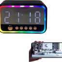 ULar 4K Camera Wireless Clock USB-Powered Picture Taking CamMotion Detection Pet Monitors for Home Indoor Security Cameras Support App Remote Colorful Alarm Clock - No Audio