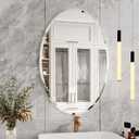 KOHROS Frameless Oval Mirror 20" x 28" Bathroom Wall Mirror w/Polished Beveled Edge, Anti-Rust, Tempered Glass (Silver)