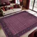 Keen Home Design Vintage Washable Area Rug, Non-Slip Low Pile, 6x9,Burgundy / Navy Blue