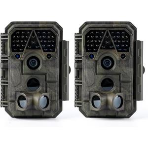 Meidase 2 Pack (Non-Cellular, Non-WiFi) Trail Camera P70, 64MP 1296p, No-Glow IR Night Vision, Motion Activated, Waterproof, Game Camera