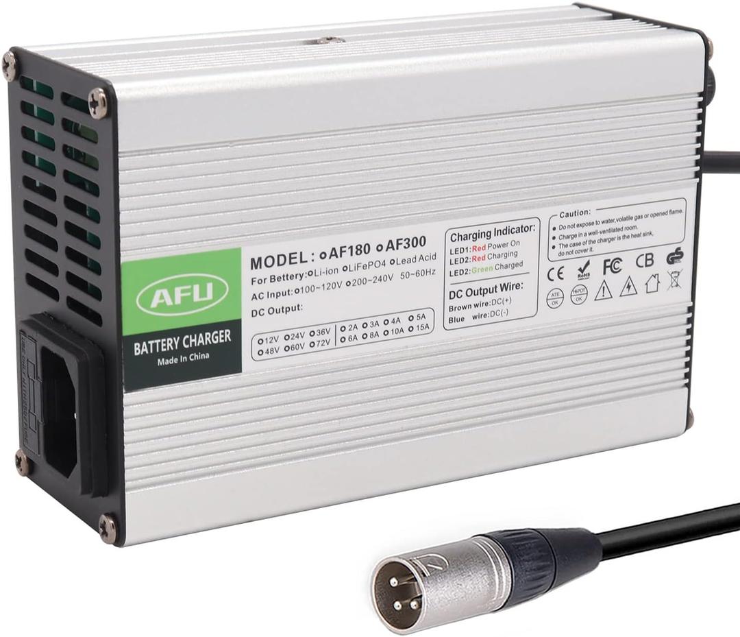 42V 6A Lithium Battery Charger for 10S 36V Lithium Battery Smart Battery Charger with 3pin XLR Plug