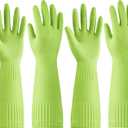 Rubber-Gloves Dishwashing Gloves for Cleaning-Kitchen - 2 Pairs Long Household Cleaning Gloves for Washing Dishes