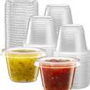 {2.5 oz,200 Sets} Clear Diposable Plastic Portion Cups With Lids, Small Mini Containers For Portion Controll, Jello Shots, Meal Prep, Sauce Cups, Slime, Crafts, Disposable Souffle Cups & Much more