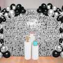 48 Pcs Silver Shimmer Wall Backdrop for Birthday Decorations, 8x6 FT Dynamic Square Sequin Wall Backdrop for Wedding Graduation Disco Engagement Party Proms Anniversary Decor