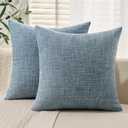 MIULEE 18x18 Inch Euro sham Burlap Linen Pillow Covers Set of 2 - Coastal Blue Washed Soft Skin-Friendly Texture Decorative Throw Pillows Home Decor for Farmhouse Modern Sofa,Bed,Couch,Patio