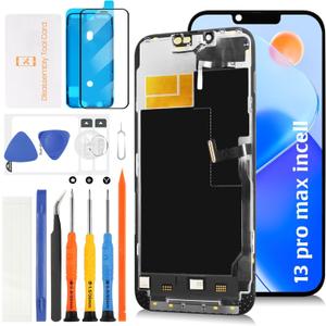 incell for iPhone 13 Pro Max LCD Screen Replacement [Sensor Cable+Similar Size Notch] 3D Touch LCD Display Touch Digitizer Screen Assembly A2643 A2484 A2641 A2644 A2645 with Repair Tools