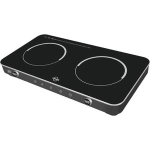 Double Induction Cooktop, 1800W Sensor Touch Electric Cooker Hot Plate, 6.7" Heating Coil,8 Power 8 Temperature Setting Countertop Burner with Timer-Proof Ceramic Glass Surface