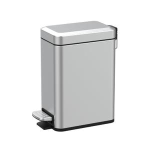 Sineng Bathroom Trash Can with Lid Soft Close, 1.6 Gallon Stainless Steel Small Pedal Garbage Can with Removable Inner Bucket, Waste Bin for Kitchen Bedroom, Compact Toilet Trash bin
