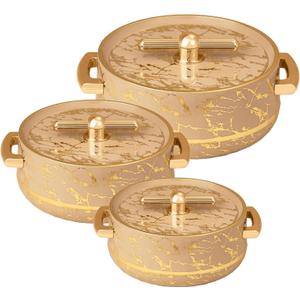 Casserole Inner Steel Casserole | P.U. Insulation | Chapati, Roti, Biryani | Keeps Food hot & Fresh Serve & Store Daily Use Kitchen Item Set of 3 (1700ml, 1200ml, 600ml) (Turkish Ivory)