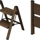 Taranta 2 Step Ladder,Aluminum Lightweight Folding 2 Step Stool with Anti-Slip Wide Pedal,330lbs Capacity Step Ladder for Household,Kitchen,Office - Walnut