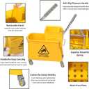 Mop Bucket with Wringer, 22 Qt (5.5 Gallon), Floor Cleaning, Handle, Wheels, 16.5" L x 10.6" W x 26.4" H, Yellow,Plus One Cotton Mop