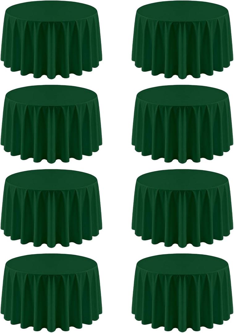 8 Pack Round Tablecloth 90 Inch Hunter Green Table Cloth for Round Tables, Washable Polyester Dark Green Table Cloth Stain and Wrinkle Resistant Decorative Table Cover for Wedding Party Dining Banquet