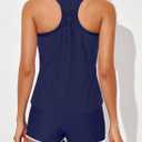 Aleumdr Womens Athletic 3 Piece Tankini Swimsuits with Shorts Swim Tank Tops with Sports Bra and Boyshorts Bathing Suits (Blue, M)