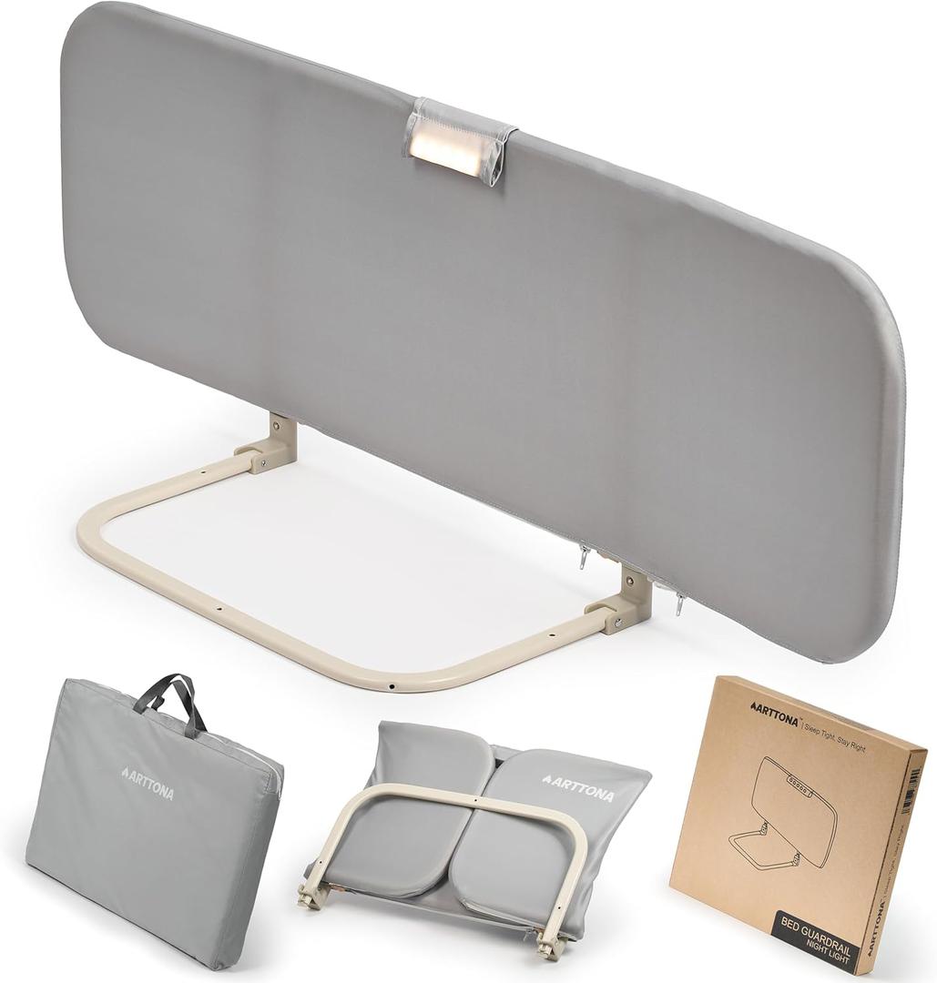 Toddler Bed Rail with Night Light - Foldable Bed Side Rails - Fits for Most Beds: Bed Rails for Full Size Bed, Queen Size Rails, Twin Rails - Portable Fence for Baby - 48 inch (Grey) Toddler Bed Rail with Night Light - Foldable Bed Side Rails - Fits for Most Beds: Bed Rails for Full Size Bed, Queen Size Rails, Twin Rails - Portable Fence for Baby - 48 inch (Grey)