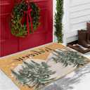 Christmas-Welcome Door-Mats Winter-Pine-Trees Coir-DoormatsNon-Slip Front Door Mat Seasonal Winter-Christmas Holiday Doormat for Indoor Outdoor Entrance Decor 17 X 29 Inch (Cedar)