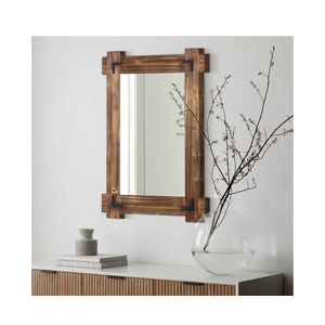 MeMoreCool Rustic Wood Mirror for Bathroom, Decorative Framed Farmhouse Vanity Mirror, Wall Mounted Rectangular Mirror for Bedroom or Living Room, Small 20x30 Inch