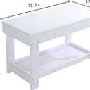 YouHi Kids Activity Table with Board and Storage for Bricks Activity Play Table (White Double Table), Big