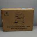 23.6''x16''x12'' Enclosed Stainless Steel Litter Box with Lid, XL Sifting Litter Box for Pine Pellets, High Sides Metal Litter Box System for Big Cats, Anti-Leakage, Easy Cleaning, Less Tracking (Large)