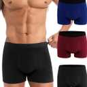 Varmax Incontinence Underwear for Men, Cotton Reusable Washable Leakproof Boxer Briefs, Heavy Flow Bladder Leak Men's Incontinence Underwear (Black+deep Blue+deep Red)
