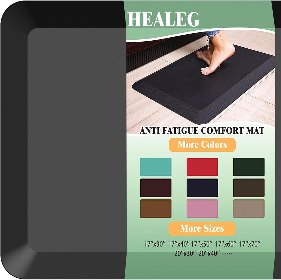 Anti Fatigue Floor Mat,Kitchen Mat, Standing Desk Mat  Comfort at Home, Office, Garage - Polyurethane(PU) Foam (Black, 30" L x 17" W x 1" Th)