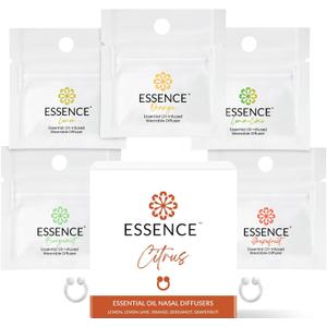 Essence Nasal Diffuser Citrus Bundle  Essential Oil Silicone Nose Rings for Mood, Energy & Positivity  Wearable Aromatherapy Pack with Lemon, Orange, Grapefruit & Bergamot