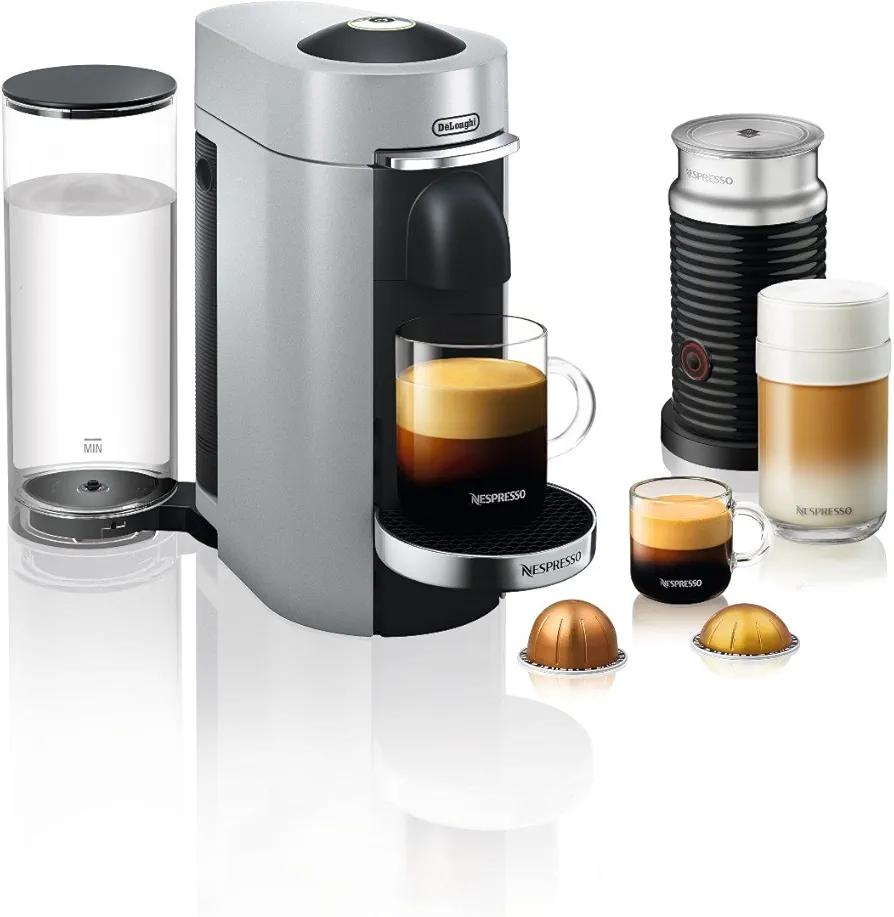 Delonghi ENV155SAECA Nespresso VertuoPlus Coffee & Espresso Maker with Aeroccino, Silver