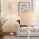 BOBOMOMO 64.25" Farmhouse Floor Lamp for Living Room, Tall Antique White Standing Lamp with Gold Accents, Rotary Switch Reading Lamp for Bedroom & Nursery, Classic Home Decor Corner Lamp