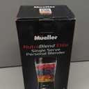Mueller Smoothie Blender for Smoothies - Personal Blender for Shakes, Frozen Drinks, Baby Food & More, 15oz Travel Cup and Lid, Durable Stainless Steel Blades for Powerful Blending Performance, Black