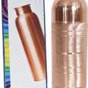 Pure Copper Water Bottle 34 Oz Copper Water Bottle - Leak Proof (34 Oz) (With Pitambari Powder)