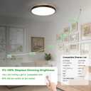 15.8inch Dimmable Wood Ceiling Light,36W Wood Flush Mount Ceiling Light Fixture,3000K/3500K/4000K/5000K/6000K Selection,Circle Lighting Lamp with Acrylic Lampshade for Bedroom,Hallway,Kitchen,Black