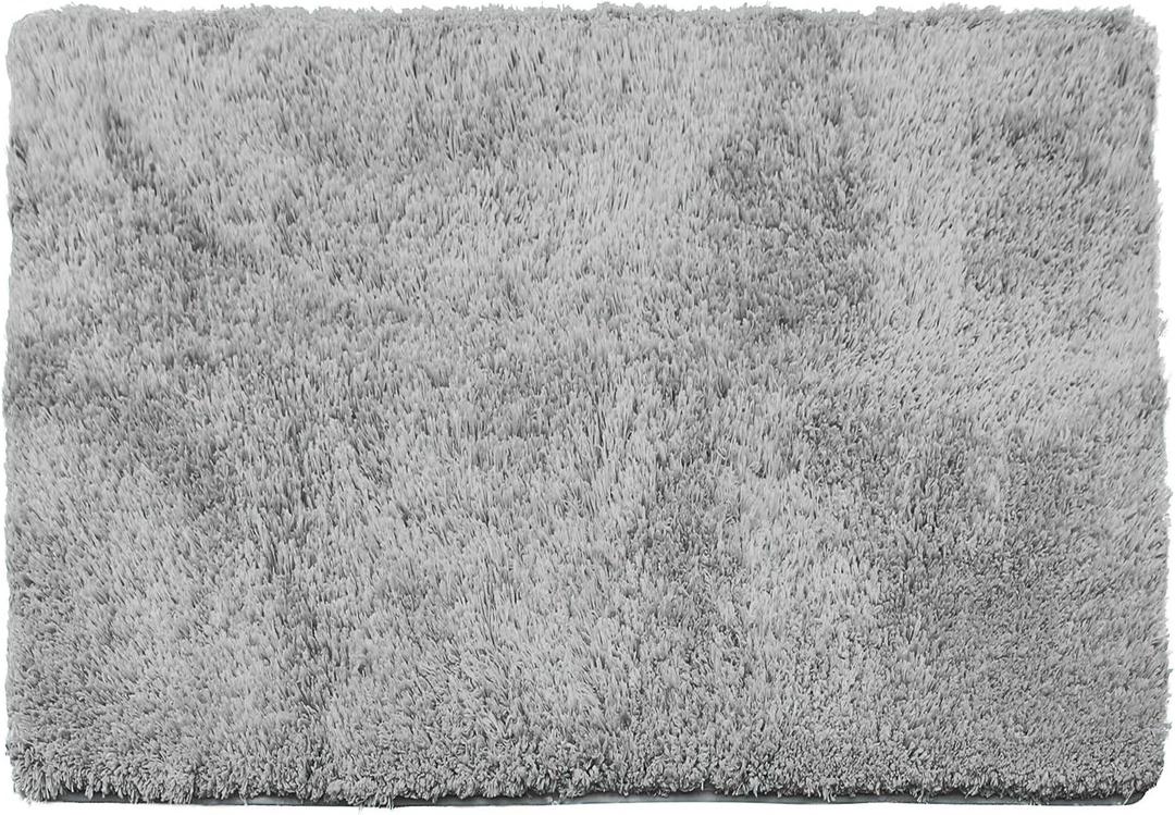 Clara Clark Bathroom Rugs, Ultra Soft Shaggy Bath Rugs - Bath Mats for Bathroom, Machine Wash, Non Slip Backing Rubber, 32 x 48 Inches, Silver Bathroom Rug Set