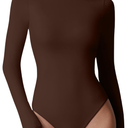 Womens Crew Neck Long Sleeve Bodysuit Double Lined Body Suits Basic T-Shirt Tops XS