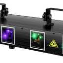 U`King DJ Laser Light, 5 Beam Effect Sound Activated DJ Party Lights RGBYC LED Laser Light Show with DMX Control for Disco Dancing Birthday Bar Stage Lighting ((22.4*6.1*4.5in))