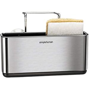 simplehuman Slim Sink Caddy Sponge Holder, Brushed Stainless Steel, Silver