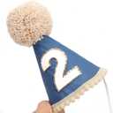 Simple 2nd Birthday Hat - Second Cone Hat,Two Years Old Decor Photo Props,Party Crown Outfit for Girls/Boys