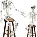 CAMIRUS 5.4ft Skeleton Halloween Decoration, Life Full Size Skeleton with Dog Skeleton, Posable Human Skeletons Realistic Plastic Bones for Halloween Haunted House Scary Decor