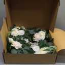 Ling's Moment Flower Garland - 6FT Eucalyptus & Rose - Sweetheart Table Decor for Wedding Reception, Artificial Floral Garland for Mantle, Spring Garden Ceremony, Christmas Decoration, Ivory White