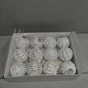 White and Silver Rustic Christmas Ball Ornaments, 3.15 inches Vintage Christmas Tree Decorations, 12 PCS Large Shatterproof Neutral Farmhouse Luxury Ornaments for Xmas Tree, Home Decor