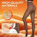 2 Pairs Women Fleece Lined Tights-Fake Translucent Leggings High Waist Pantyhose Sheer Thick Warm Tights For Women (Large, Invisible Crotch-black+brown)