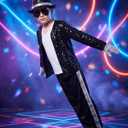 Kids Dance Star Costume for Boys 80s 90s Pop Stage Outfits for Halloween