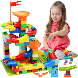 COUOMOXA Marble Run Building for Kids: STEM Building Blocks Set Compatible with Classic Bricks - Educational Toys for Kids Ages 3 4 5 6 7 8+ Home Classroom for Boys Girls